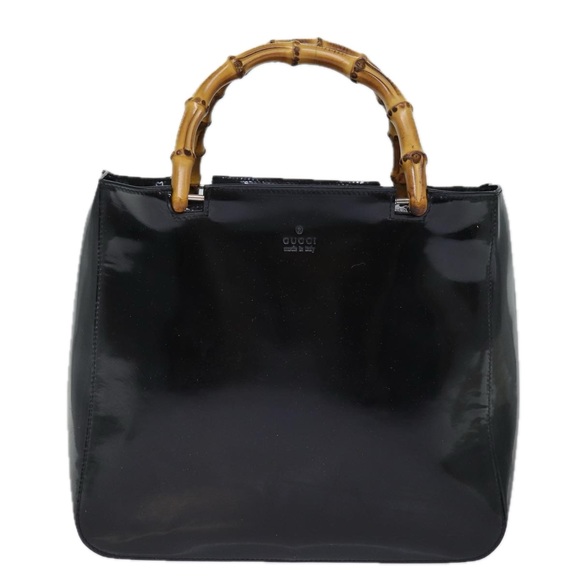 GUCCI Bamboo Hand Bag Enamel Black 93152 212792 Auth ep4078 - Picture 13 of 16